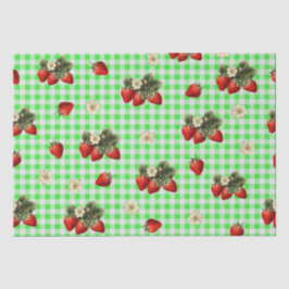 Erdbeerpapier auf grünem Gingham Seidenpapier