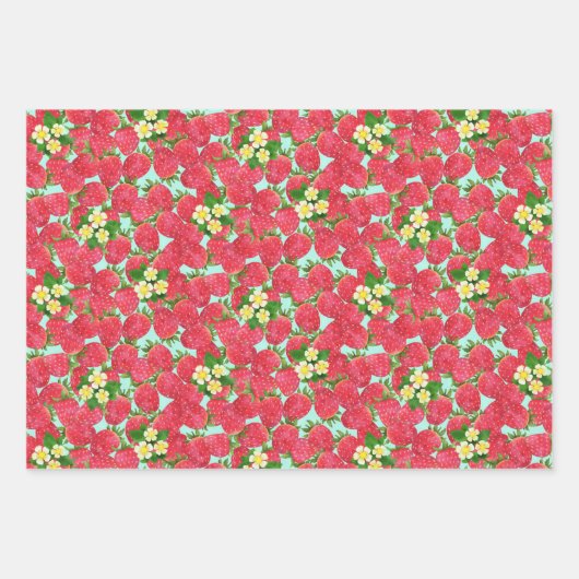 Erdbeerpapier Geschenkpapier Set (Vorderseite)