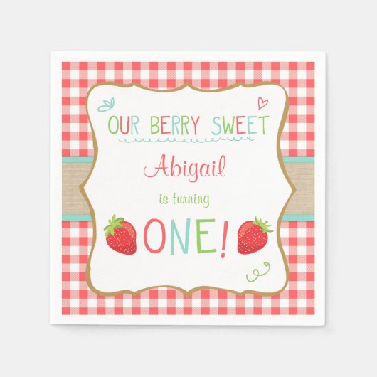 Erdbeerpapier Napkins Sommerfrucht Picnic Serviette (Vorderseite)