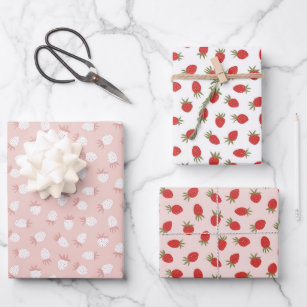 Erdbeerpapier-Set Geschenkpapier Set