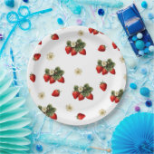 Erdbeerpapier-Teller mit Blüten Pappteller (Party)