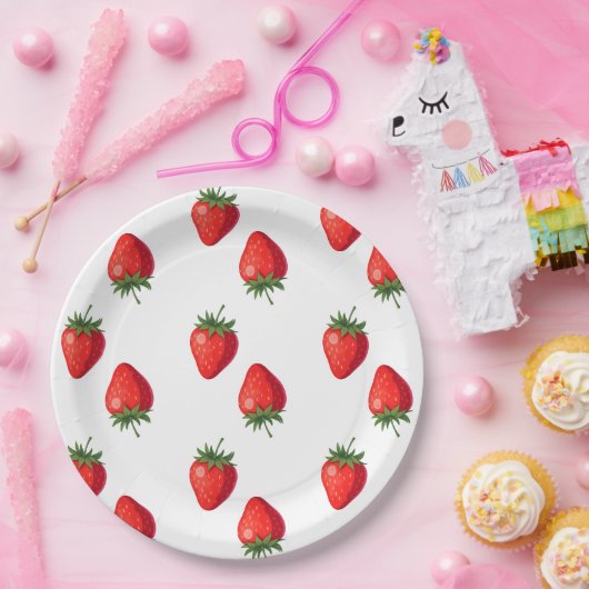 Erdbeerpapierplatte | Party Pappteller (Party)