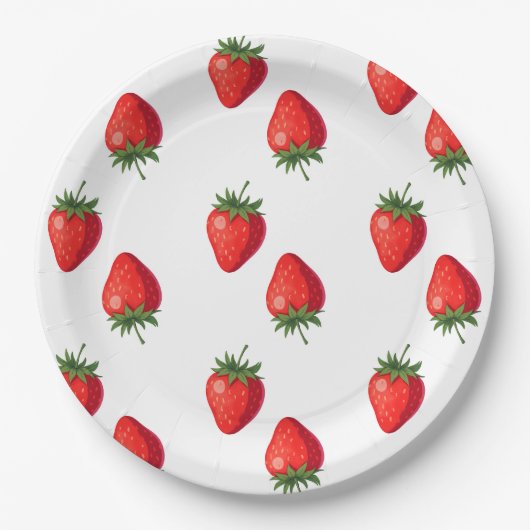 Erdbeerpapierplatte | Party Pappteller (Vorderseite)