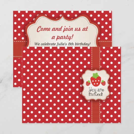 ErdbeerParty Einladung (Vorne/Hinten)
