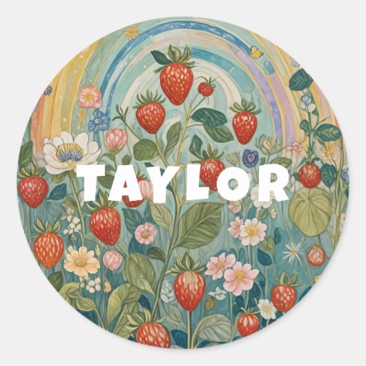 Erdbeerpflaster Runder Aufkleber (Vorderseite)
