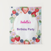 Erdbeerpink Geburtstagsparty für Kinder Wandteppich (Vorderseite)