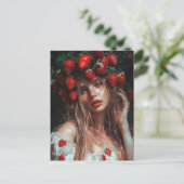 Erdbeerprinzessin Fantasy Art Postkarte (Stehend Vorderseite)