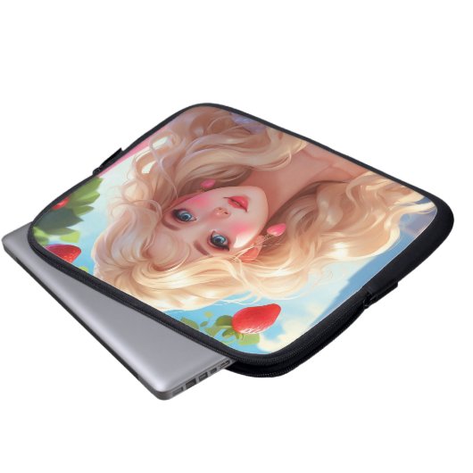 Erdbeerprinzessin Laptopschutzhülle (Vorne Knopf)