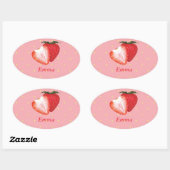 Erdbeerpunkte mit anpassbarem Text Ovaler Aufkleber (Blatt)