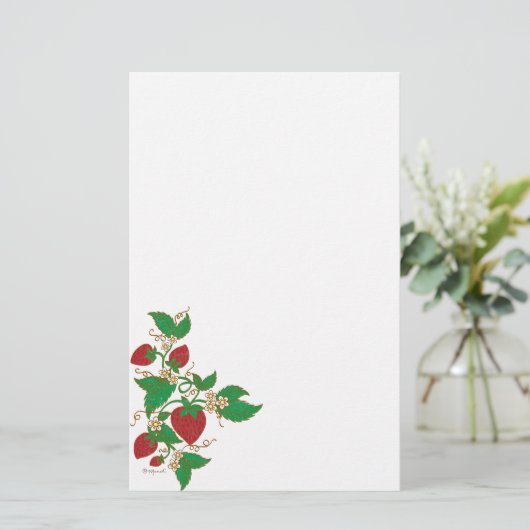 Erdbeerrebe-Briefpapier Briefpapier (Stehend Vorderseite)