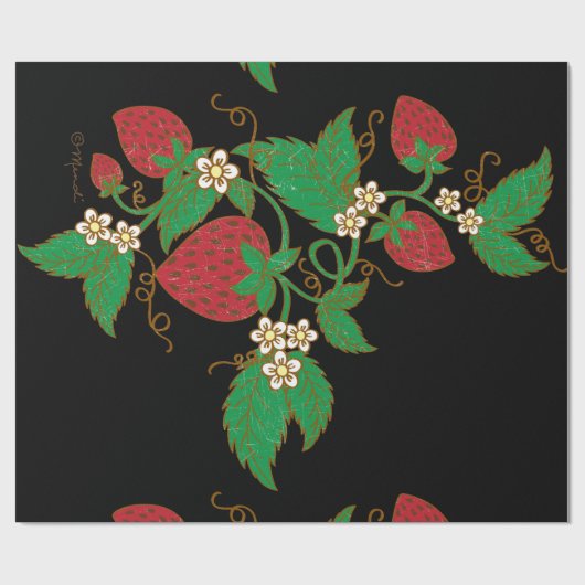 Erdbeerrebe-Packpapier Geschenkpapier (Flach)