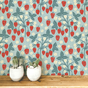 Erdbeerreben-Cottage-Stil im Erbe-Design Tapete