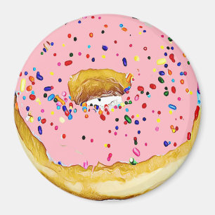 Erdbeerrosa mattierter Krapfen besprüht Magneten Magnet