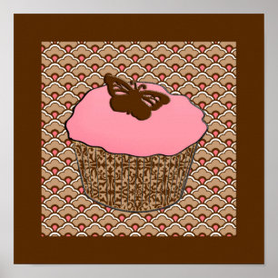Erdbeerroter Torten-Cupcake Poster