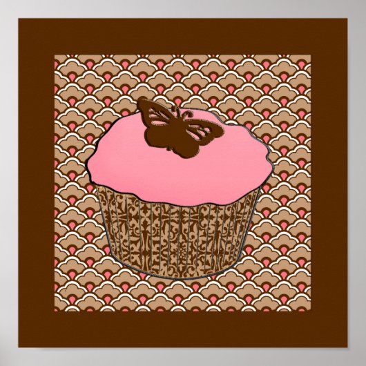 Erdbeerroter Torten-Cupcake Poster (Vorne)