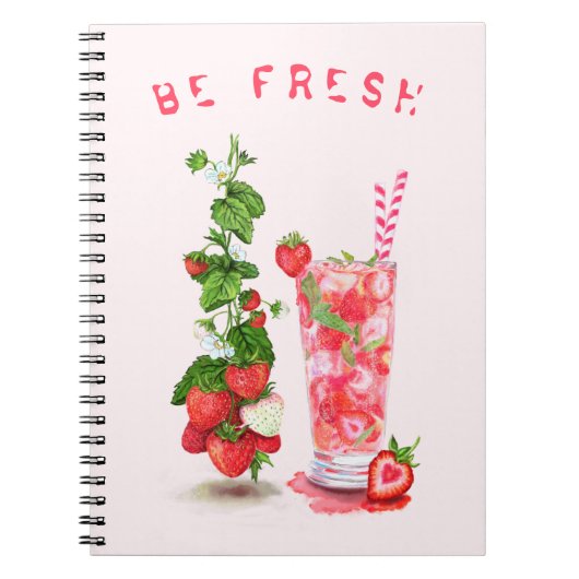 Erdbeersaft Cool Drink Frucht Notebook Notizblock (Vorderseite)