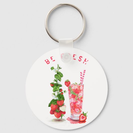 Erdbeersaft Cool Drink Sommerfrüchte Schlüsselanhä Schlüsselanhänger (Vorderseite)