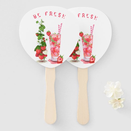 Erdbeersaft Coole Getränke Früchte Handfan Party Fächer (Vorne und Hinten)