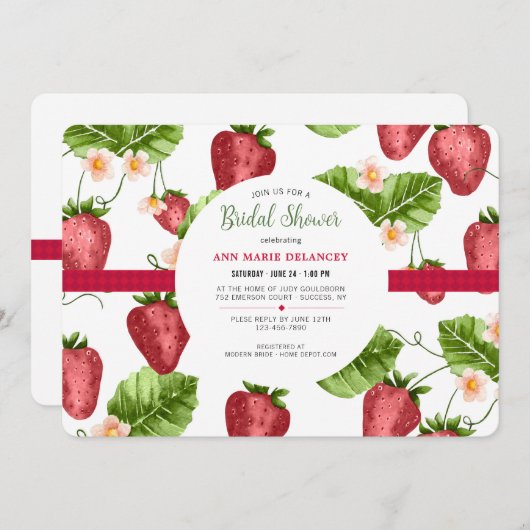 Erdbeersaison Einladung (Vorne/Hinten)