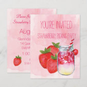 Erdbeersammeln-Party Einladung (Vorne/Hinten)