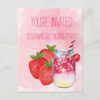 Erdbeersammeln-Party Einladung