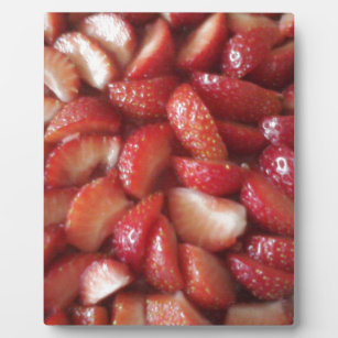 Erdbeerscheiben, gesunder Imbiss, Rotes Obst Fotoplatte