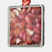 Erdbeerscheiben, gesunder Imbiss, Rotes Obst Silbernes Ornament (Links)