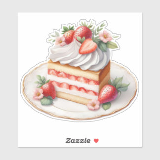 Erdbeerschichtkuchen-Aufkleber | Süßes Dessert Aufkleber