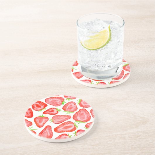 Erdbeerschnitzel Sandstein Untersetzer (Seite)