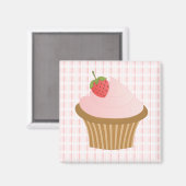 Erdbeerschokolade Cupcake Magnet (Vorderseite/Rückseite)