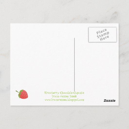 Erdbeerschokolade Cupcake Postkarte (Rückseite)