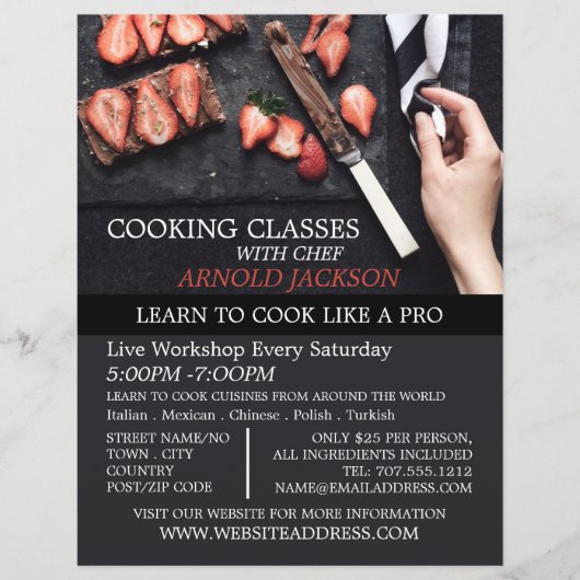 Erdbeerschokolade, Werbung für Kochkurse Flyer (Vorne)