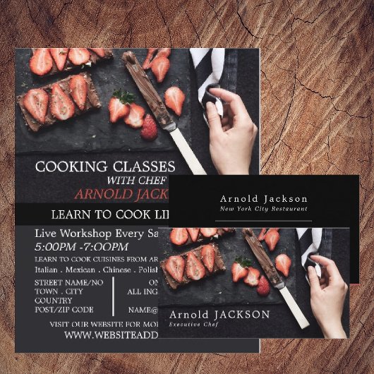 Erdbeerschokolade, Werbung für Kochkurse Flyer