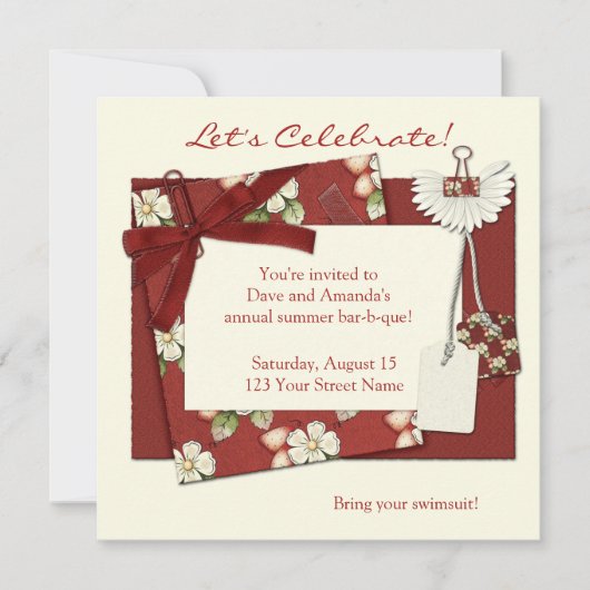 Erdbeersommer-Party Einladung (Vorderseite)