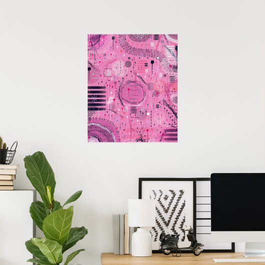 Erdbeersundae-Abstrakte Kunst Poster (Heimbüro)