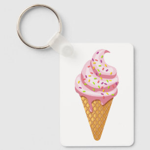 Erdbeersundae in Waffelkonus mit Schlagader Schlüsselanhänger