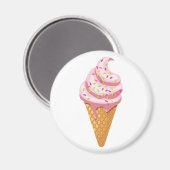 Erdbeersundae in Waffelkonus mit Topping Magnet (Vorderseite/Rückseite)