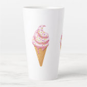 Erdbeersundae in Waffelkonus mit Topping Milchtasse (Vorderseite)