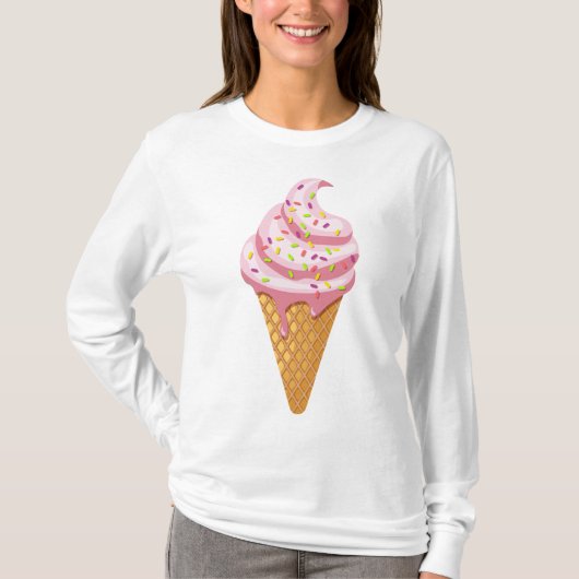 Erdbeersundae in Waffelkonus mit Topping T-Shirt (Vorderseite)