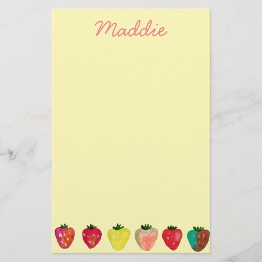 Erdbeersüße niedliche Fruchtfarbe Briefpapier (Vorderseite)