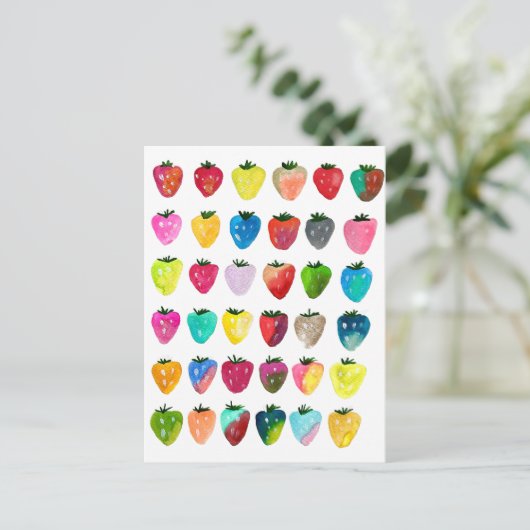 Erdbeersüße niedliche Fruchtfarbe Postkarte (Stehend Vorderseite)