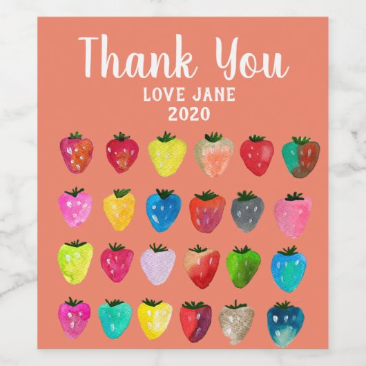 Erdbeersüße niedliche Fruchtfarbe Weinetikett (Einzelnes Label)