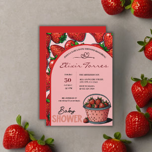 Erdbeersüßer Rosa Eimer Baby Shower Einladung