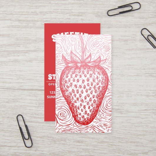 Erdbeerswirbel mit QR-Code Visitenkarte (Vorderseite/Rückseite Beispiel)
