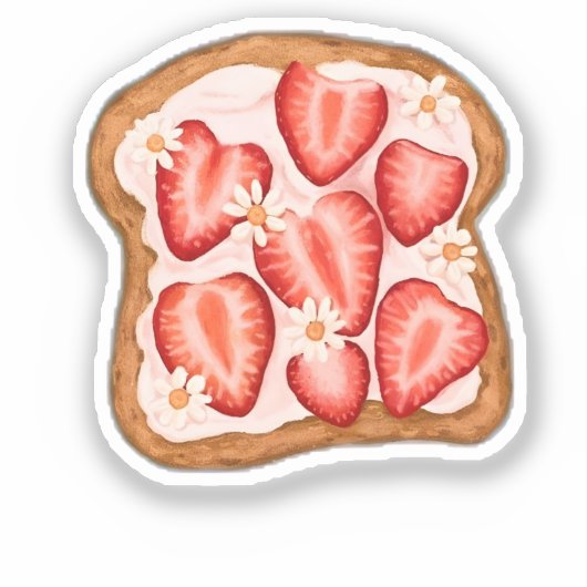 Erdbeertoast Floral Aufkleber (Vorderseite)