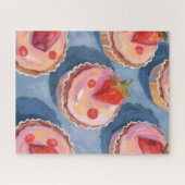 Erdbeertörtchen | Obst Wasserfarbe Feierlich Puzzle (Horizontal)