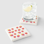 Erdbeervektor Zeichnend Marmorstein-Untersetzer Steinuntersetzer (Seitenansicht)