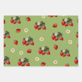 Erdbeerverpackungspapier auf moosgrün geschenkpapier set (Vorderseite 3)