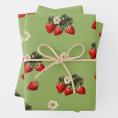Erdbeerverpackungspapier auf moosgrün geschenkpapier set (Beispiel)
