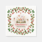 Erdbeerverzauberter Feengarten Geburtstag  Serviette (Vorderseite)